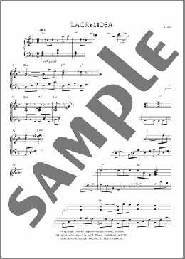 Lacrymosa, K. 626(Mozart) 楽譜 ピアノ（ソロ） ダウンロード