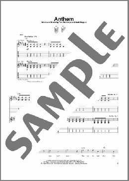 Anthem(Blink-182) 楽譜 ギター（ソロ） ダウンロード