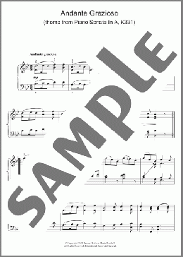 Andante Grazioso(Wolfgang Amadeus Mozart) 楽譜 ピアノ（ソロ） ダウンロード