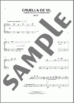 Cruella De Vil (from 101 Dalmations)(Mel Leven) 楽譜 ピアノ（連弾） ダウンロード