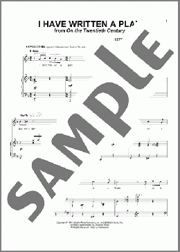 I Have Written A Play(Cy Coleman) 楽譜 ピアノ & ボーカル ダウンロード