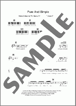 Pure And Simple(Hear'Say) 楽譜 ピアノ（歌詞 & コード） ダウンロード