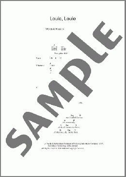 Louie Louie(The Kingsmen) 楽譜 ギター（コード） ダウンロード