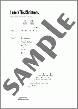 Lonely This Christmas(Mud) 楽譜 ギター（コード） ダウンロード