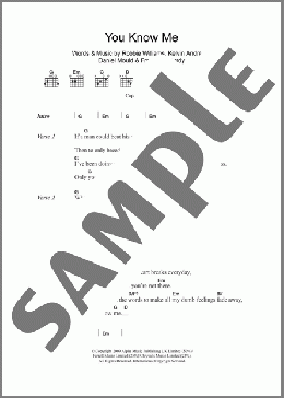 You Know Me(Robbie Williams) 楽譜 ギター（コード） ダウンロード