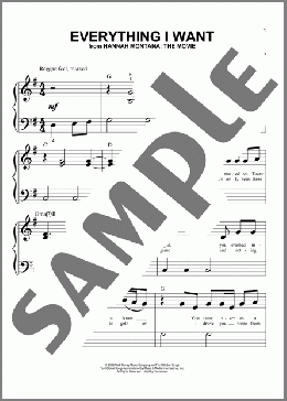 Everything I Want (from Hannah Montana: The Movie)(Hannah Montana (Movie)/Steve Rushton) 楽譜 ピアノ（ソロ） ダウンロード