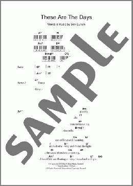 These Are The Days(Jamie Cullum) 楽譜 ピアノ（歌詞 & コード） ダウンロード