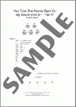 You Took The Words Right Out Of My Mouth (Hot Summer Night)(Meat Loaf) 楽譜 ギター（コード） ダウンロード