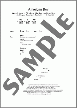 American Boy(Kanye West/Estelle/Estelle featuring Kanye West) 楽譜 ギター（コード） ダウンロード
