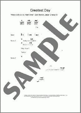 Greatest Day(Take That) 楽譜 ギター（コード） ダウンロード