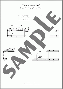 Contredance In G(Wolfgang Amadeus Mozart) 楽譜 ピアノ（ソロ） ダウンロード