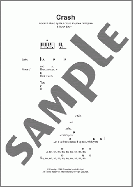 Crash(The Primitives) 楽譜 ピアノ（歌詞 & コード） ダウンロード