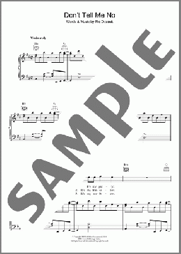 Don't Tell Me No(The Cars) 楽譜 その他 ダウンロード