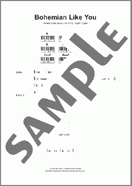 Bohemian Like You(The Dandy Warhols) 楽譜 ピアノ（歌詞 & コード） ダウンロード