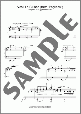 Vesti La Giubba(Ruggero Leoncavallo) 楽譜 ピアノ（ソロ） ダウンロード
