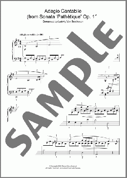 Adagio Cantabile from Sonate Pathetique Op.13, Theme from the Second Movement(Ludwig Van Beethoven) 楽譜 ピアノ（ソロ） ダウンロード