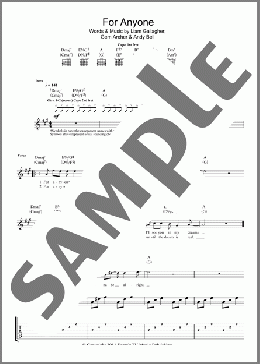 For Anyone(Beady Eye) 楽譜 ギター（ソロ） ダウンロード