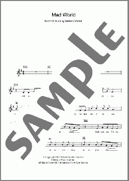 Mad World(Gary Jules) 楽譜 ピアノ（歌詞 & コード） ダウンロード
