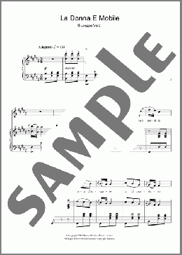 La Donna E Mobile(Giuseppe Verdi) 楽譜 ピアノ & ボーカル ダウンロード