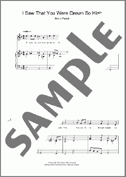 I Saw That You Were Grown So High(Henry Purcell) 楽譜 ピアノ & ボーカル ダウンロード