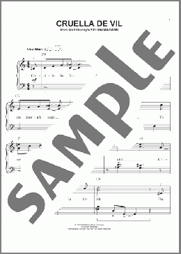 Cruella De Vil (from 101 Dalmations)(Mel Leven) 楽譜 ピアノ（ソロ） ダウンロード