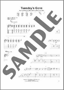 Tuesday's Gone(Lynyrd Skynyrd) 楽譜 ギター（ソロ） ダウンロード