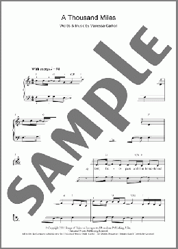 A Thousand Miles(Vanessa Carlton) 楽譜 ピアノ（ソロ） ダウンロード