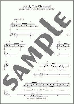 Lonely This Christmas(Mud) 楽譜 ピアノ（ソロ） ダウンロード