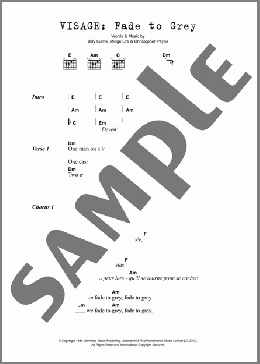 Fade To Grey(Visage) 楽譜 ギター（コード） ダウンロード