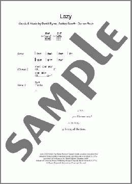 Lazy(David Byrne/X-Press 2) 楽譜 ギター（コード） ダウンロード