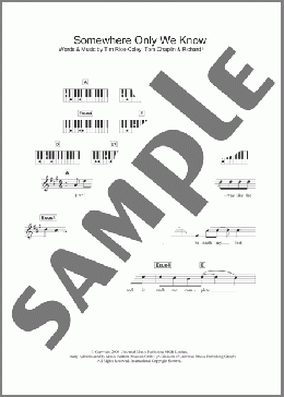 Somewhere Only We Know(Keane) 楽譜 ピアノ（歌詞 & コード） ダウンロード