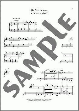Six Variations on Mio Caro Adone, K. 180(Wolfgang Amadeus Mozart) 楽譜 ピアノ（ソロ） ダウンロード