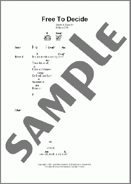 Free To Decide(The Cranberries) 楽譜 ギター（コード） ダウンロード