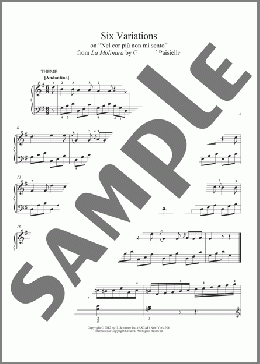 Six Variations On ”Nel Cor Piu Non Mi Sento”(Ludwig van Beethoven) 楽譜 ピアノ（ソロ） ダウンロード