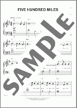 Five Hundred Miles(Peter, Paul & Mary) 楽譜 ピアノ（ソロ） ダウンロード