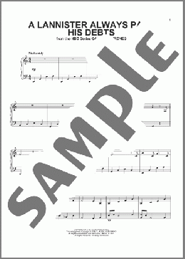 A Lannister Always Pays His Debts (from Game of Thrones)(Ramin Djawadi) 楽譜 ピアノ（ソロ） ダウンロード