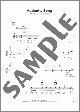 Authority Song(John Mellencamp) 楽譜 ウクレレ（弾き語り） ダウンロード