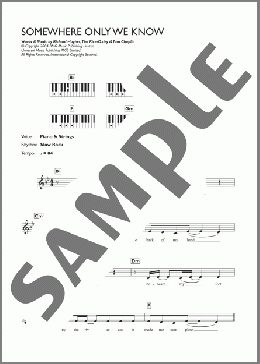 Somewhere Only We Know(Keane/Lily Allen) 楽譜 ピアノ（歌詞 & コード） ダウンロード