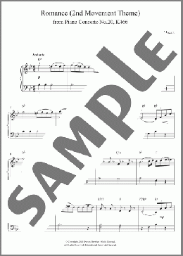 Romance (2nd Movement Theme) from Piano Concerto No.20, K466(Wolfgang Amadeus Mozart) 楽譜 その他 ダウンロード