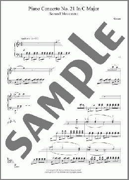 Piano Concerto No. 21 In C Major (Second Movement)(Wolfgang Amadeus Mozart) 楽譜 ピアノ（ソロ） ダウンロード