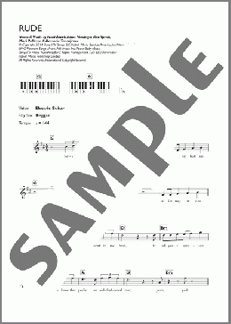 Rude(MAGIC!) 楽譜 ピアノ（歌詞 & コード） ダウンロード
