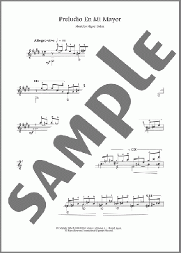 Preludio En Mi Major(Miguel Llobet) 楽譜 メロディ ダウンロード