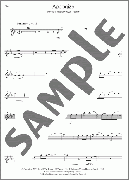 Apologize(OneRepublic) 楽譜 フルート ダウンロード