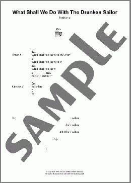 What Shall We Do With The Drunken Sailor(Traditional) 楽譜 ギター（コード） ダウンロード