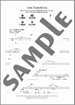 Use Somebody(Kings Of Leon) 楽譜 ピアノ（歌詞 & コード） ダウンロード