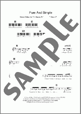 Pure And Simple(Hear'Say) 楽譜 ピアノ（歌詞 & コード） ダウンロード