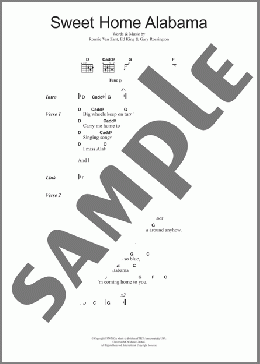 Sweet Home Alabama(Lynyrd Skynyrd/Lynard Skynard) 楽譜 ギター（コード） ダウンロード