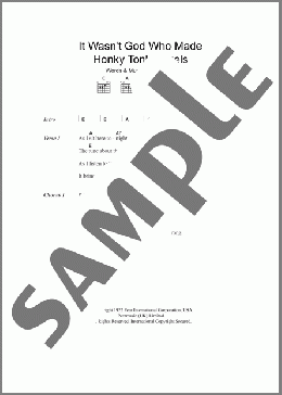 It Wasn't God Who Made Honky Tonk Angels(Kitty Wells) 楽譜 ギター（コード） ダウンロード