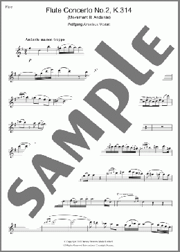 Flute Concerto No. 2, 2nd Movement(Wolfgang Amadeus Mozart) 楽譜 フルート ダウンロード