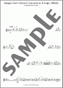 Slow Movement Theme (from Clarinet Concerto K622)(Wolfgang Amadeus Mozart) 楽譜 クラリネット ダウンロード